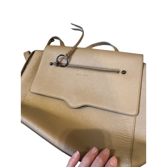 Rebecca Minkoff Beige Leather Crossbody Bag With Adjustable Strap & Front Zipper - Picture 14 of 15